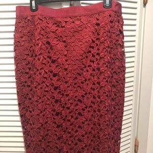 Pencil Skirt, burgundy lace (Ann Taylor, size 14)